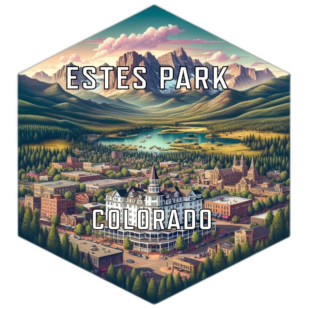 Estes Park Colorado Souvenir Travel Destination Die Cut Hexagon Fridge Magnet Image 1