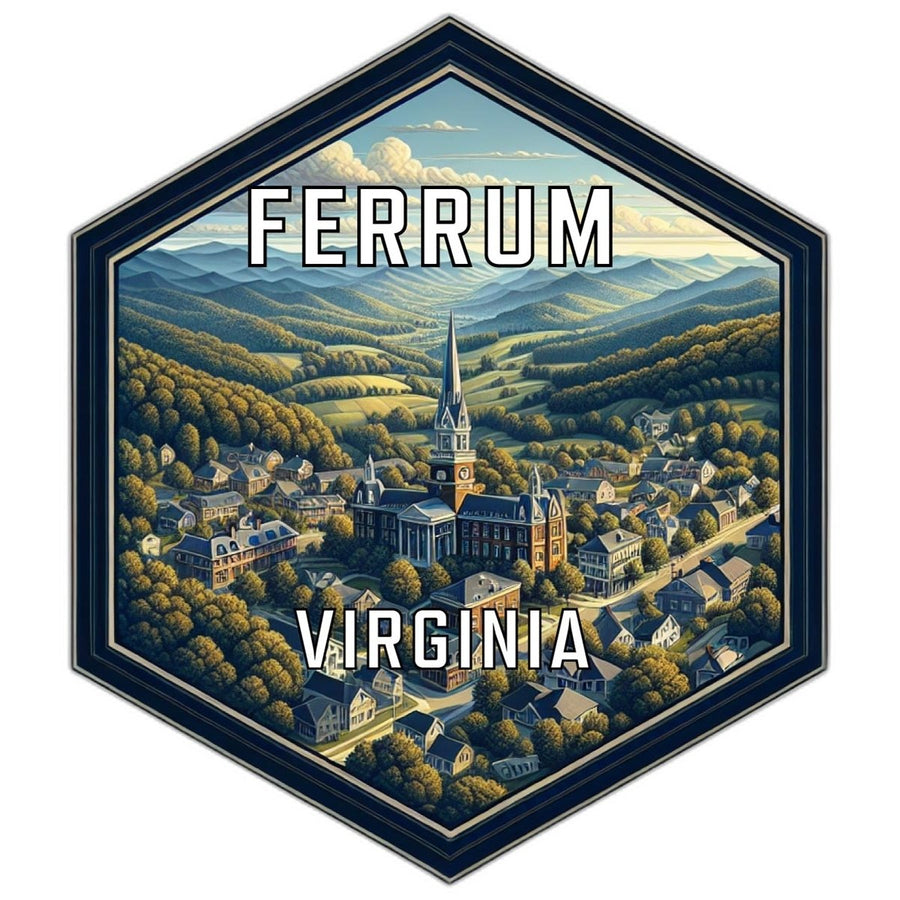 Ferrum Virginia Souvenir Travel Destination Die Cut Hexagon Fridge Magnet Image 1