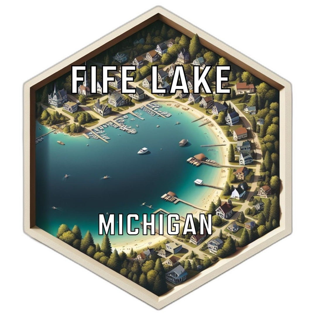 Fife Lake Michigan Souvenir Travel Destination Die Cut Hexagon Fridge Magnet Image 1