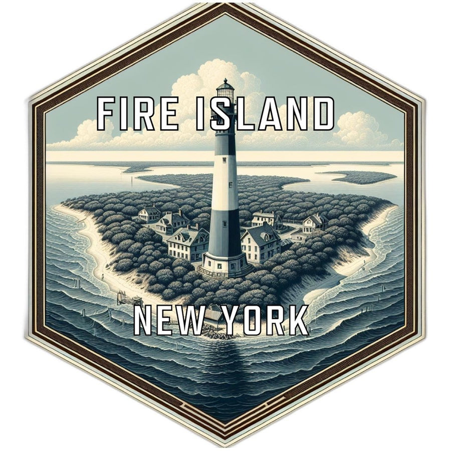 Fire Island York Souvenir Travel Destination Die Cut Hexagon Fridge Magnet Image 1