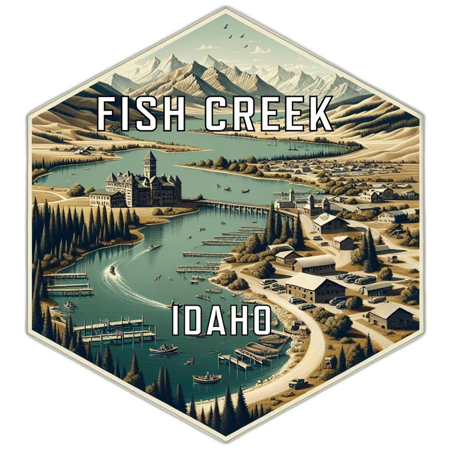 Fish Creek Idaho Souvenir Travel Destination Die Cut Hexagon Fridge Magnet Image 1