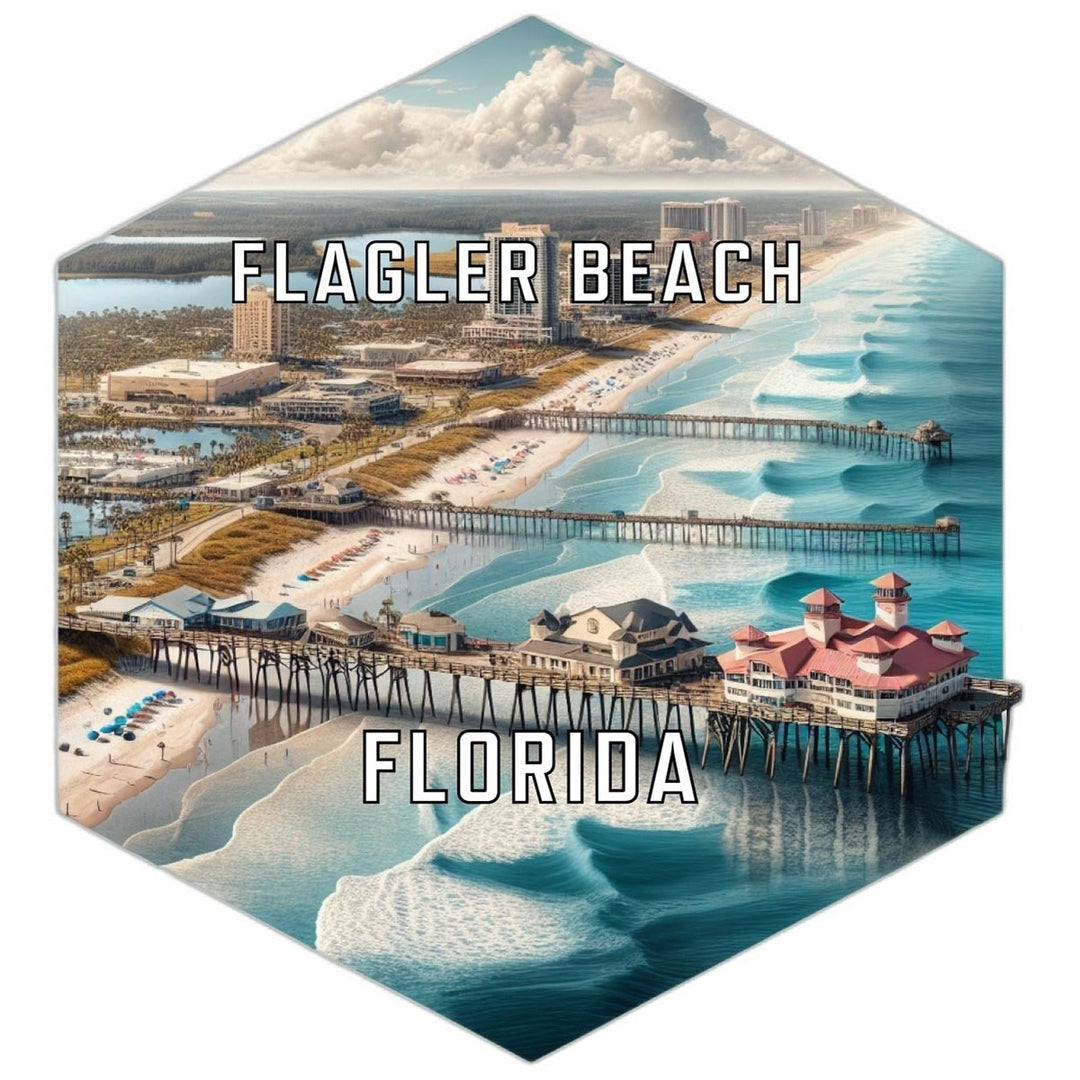 Flagler Beach Florida Souvenir Travel Destination Die Cut Hexagon Fridge Magnet Image 1