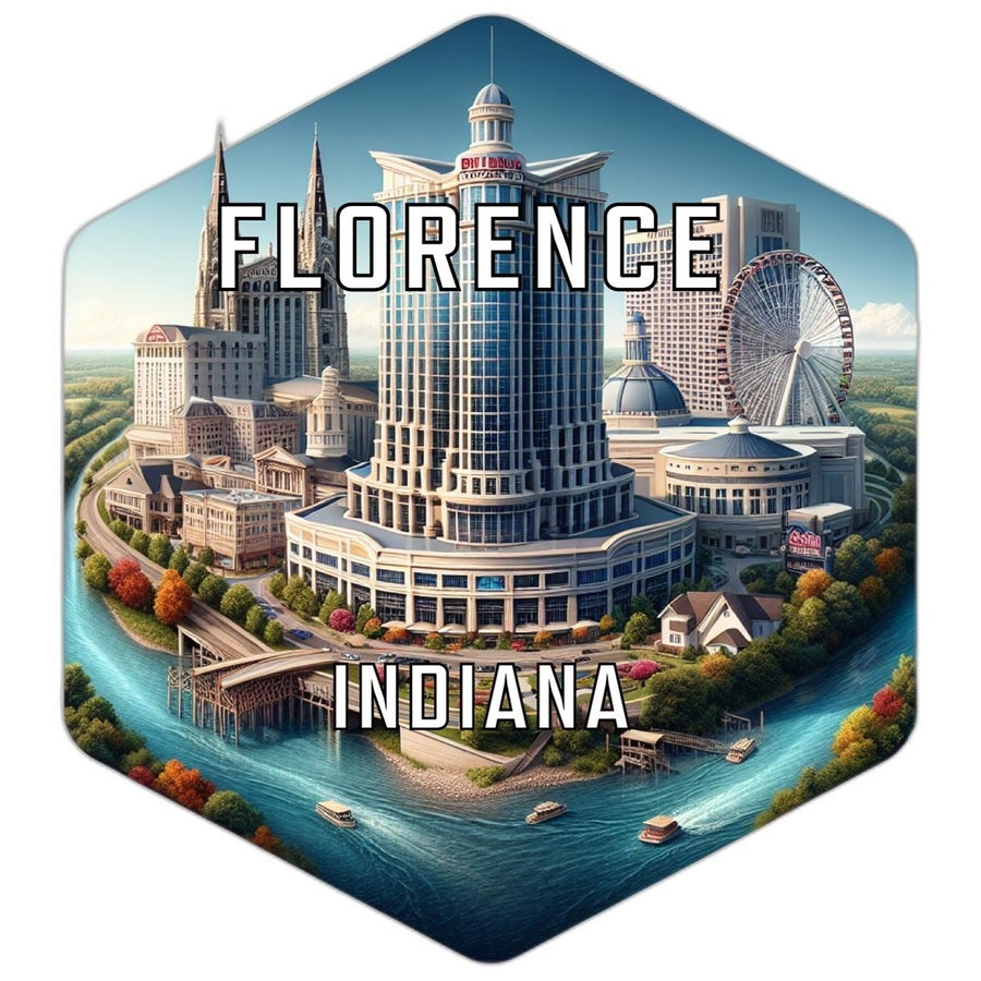 Florence Indiana Souvenir Travel Destination Die Cut Hexagon Fridge Magnet Image 1