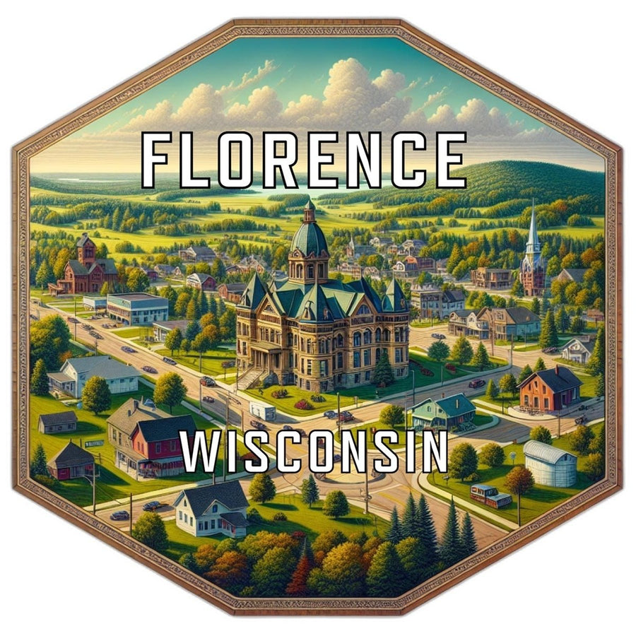 Florence Wisconsin Souvenir Travel Destination Die Cut Hexagon Fridge Magnet Image 1