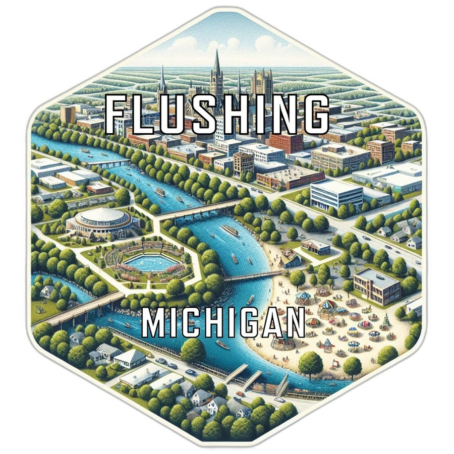 Flushing Michigan Souvenir Travel Destination Die Cut Hexagon Fridge Magnet Image 1