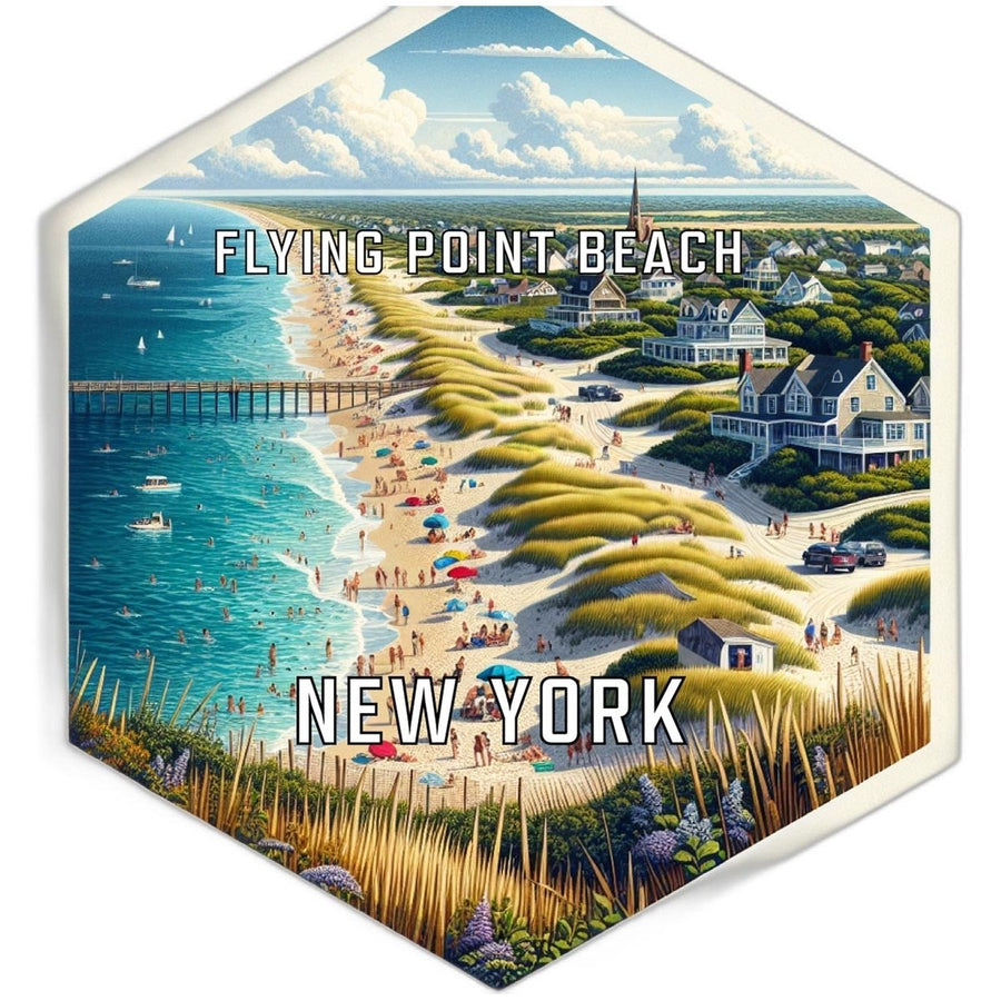 Flying Point Beach York Souvenir Travel Destination Die Cut Hexagon Fridge Magnet Image 1