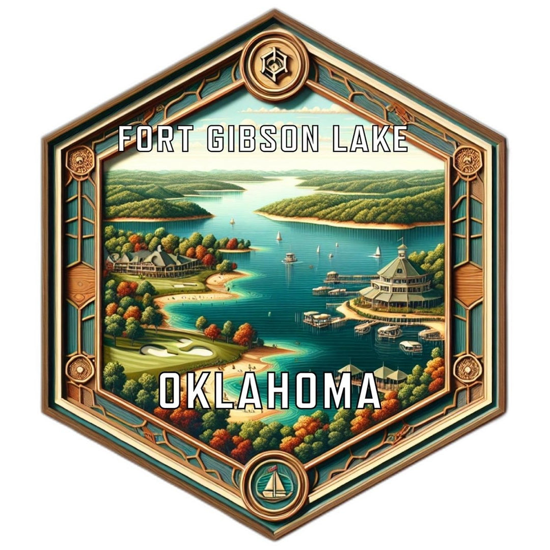 Fort Gibson Lake Oklahoma Souvenir Travel Destination Die Cut Hexagon Fridge Magnet Image 1