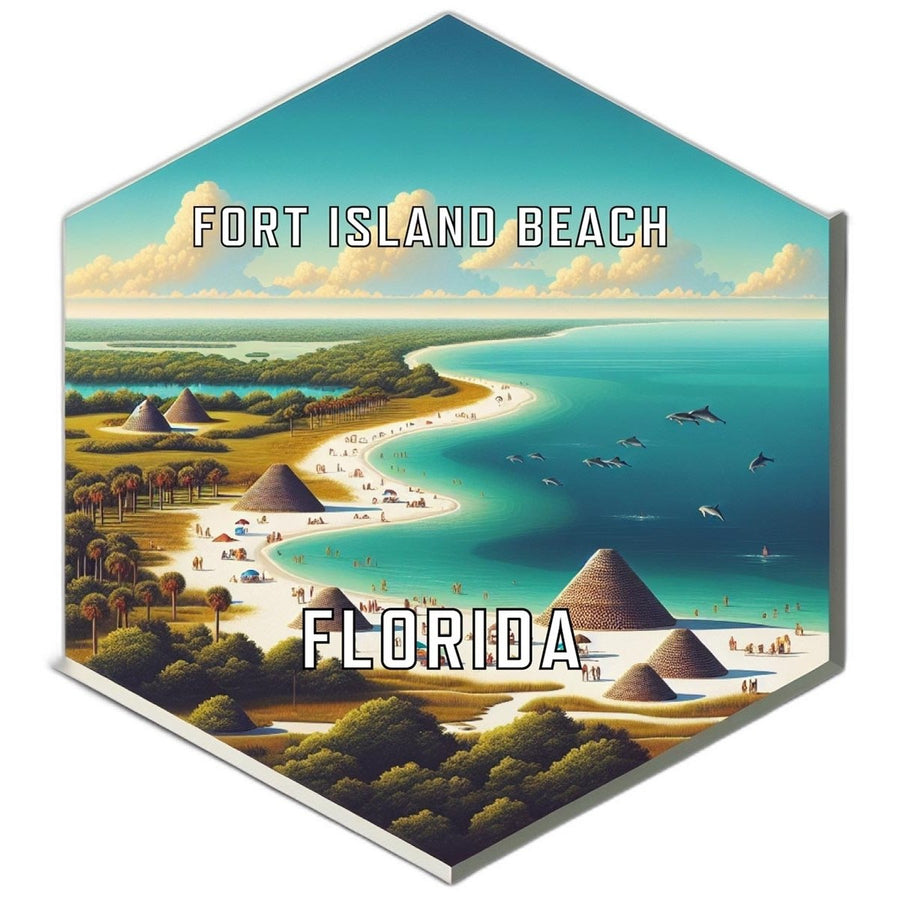 Fort Island Beach Florida Souvenir Travel Destination Die Cut Hexagon Fridge Magnet Image 1