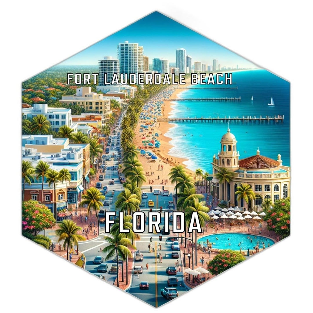 Fort Lauderdale Beach Florida Souvenir Travel Destination Die Cut Hexagon Fridge Magnet Image 1