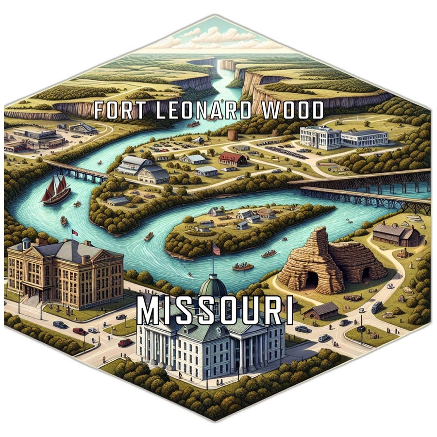 Fort Leonard Wood Missouri Souvenir Travel Destination Die Cut Hexagon Fridge Magnet Image 1