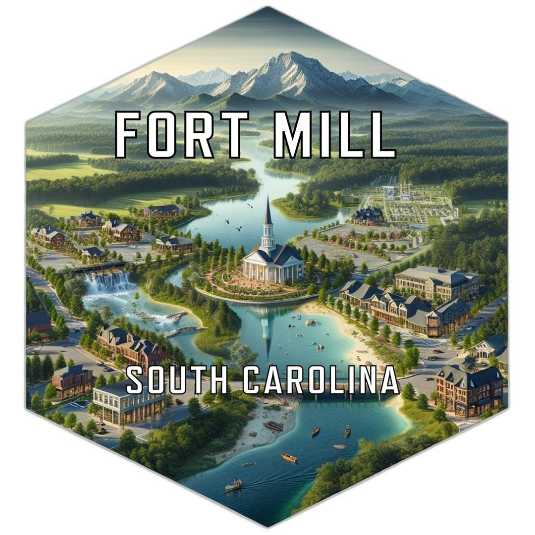 Fort Mill South Carolina Souvenir Travel Destination Die Cut Hexagon Fridge Magnet Image 1