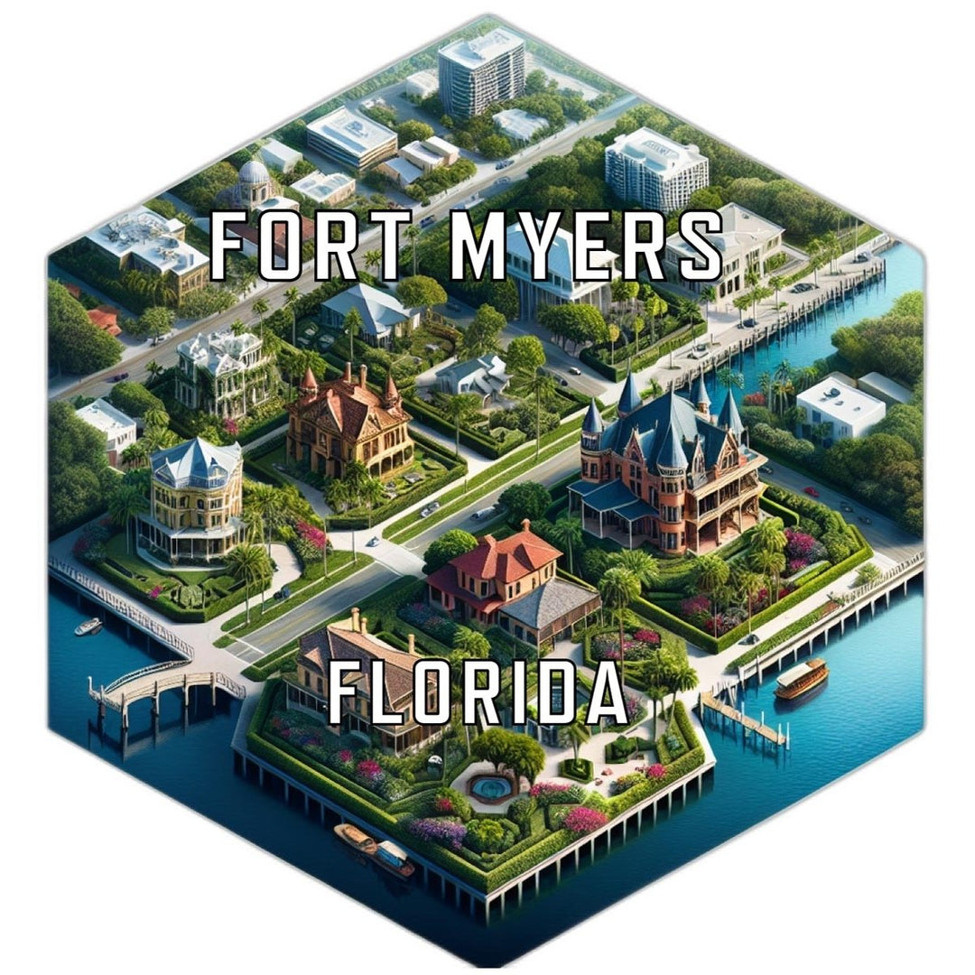 Fort Myers Florida Souvenir Travel Destination Die Cut Hexagon Fridge Magnet Image 1