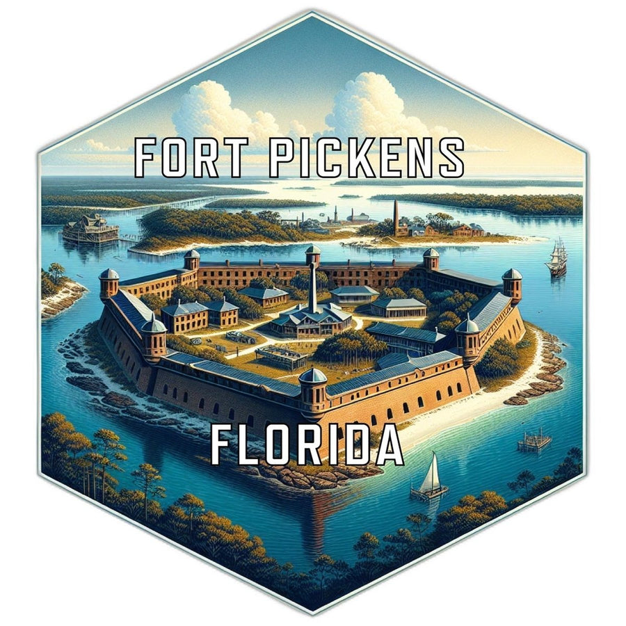 Fort Pickens Florida Souvenir Travel Destination Die Cut Hexagon Fridge Magnet Image 1