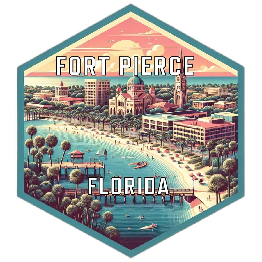 Fort Pierce Florida Souvenir Travel Destination Die Cut Hexagon Fridge Magnet Image 1