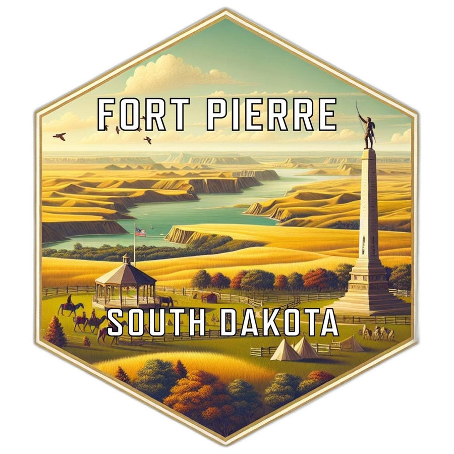 Fort Pierre South Dakota Souvenir Travel Destination Die Cut Hexagon Fridge Magnet Image 1