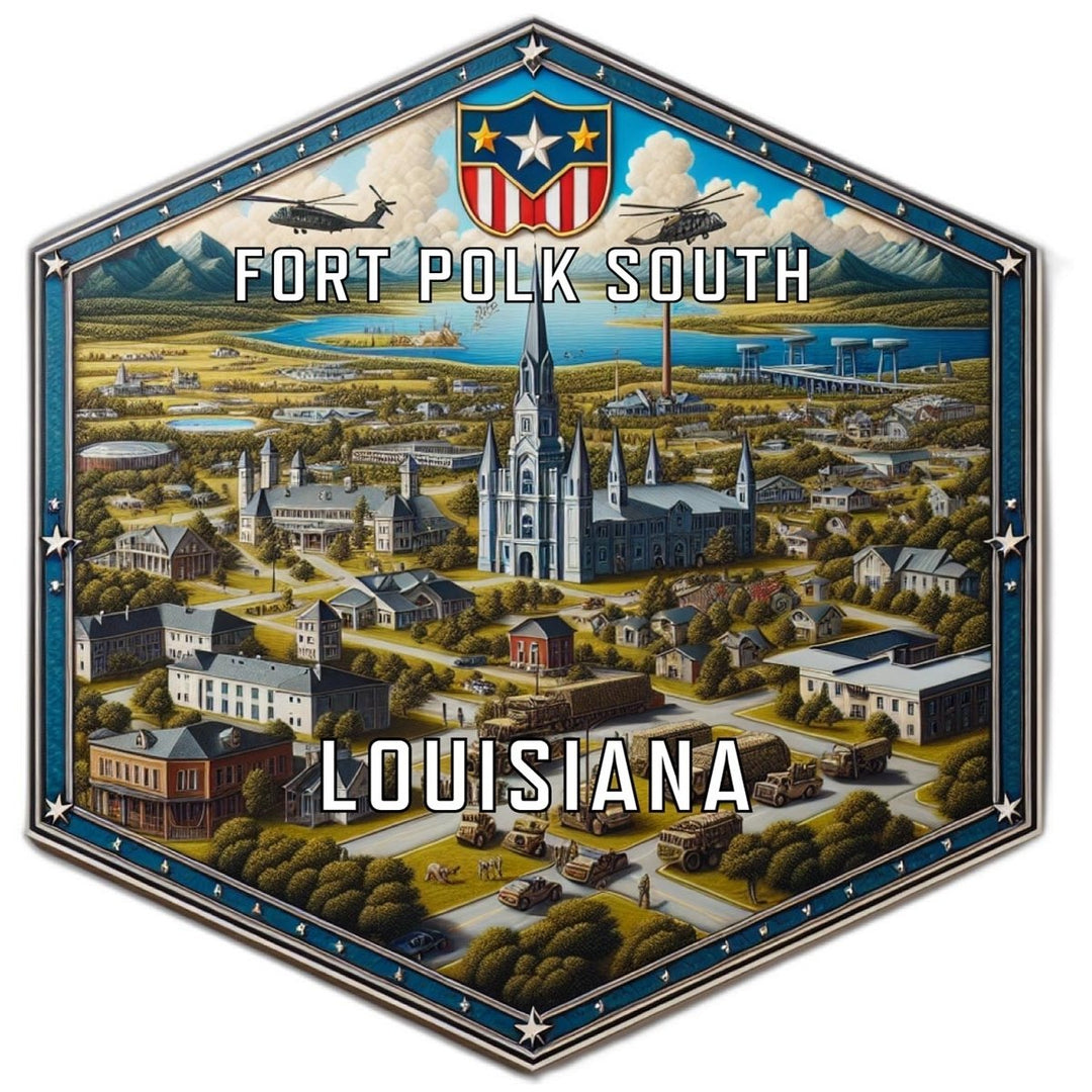 Fort Polk South Louisiana Souvenir Travel Destination Die Cut Hexagon Fridge Magnet Image 1