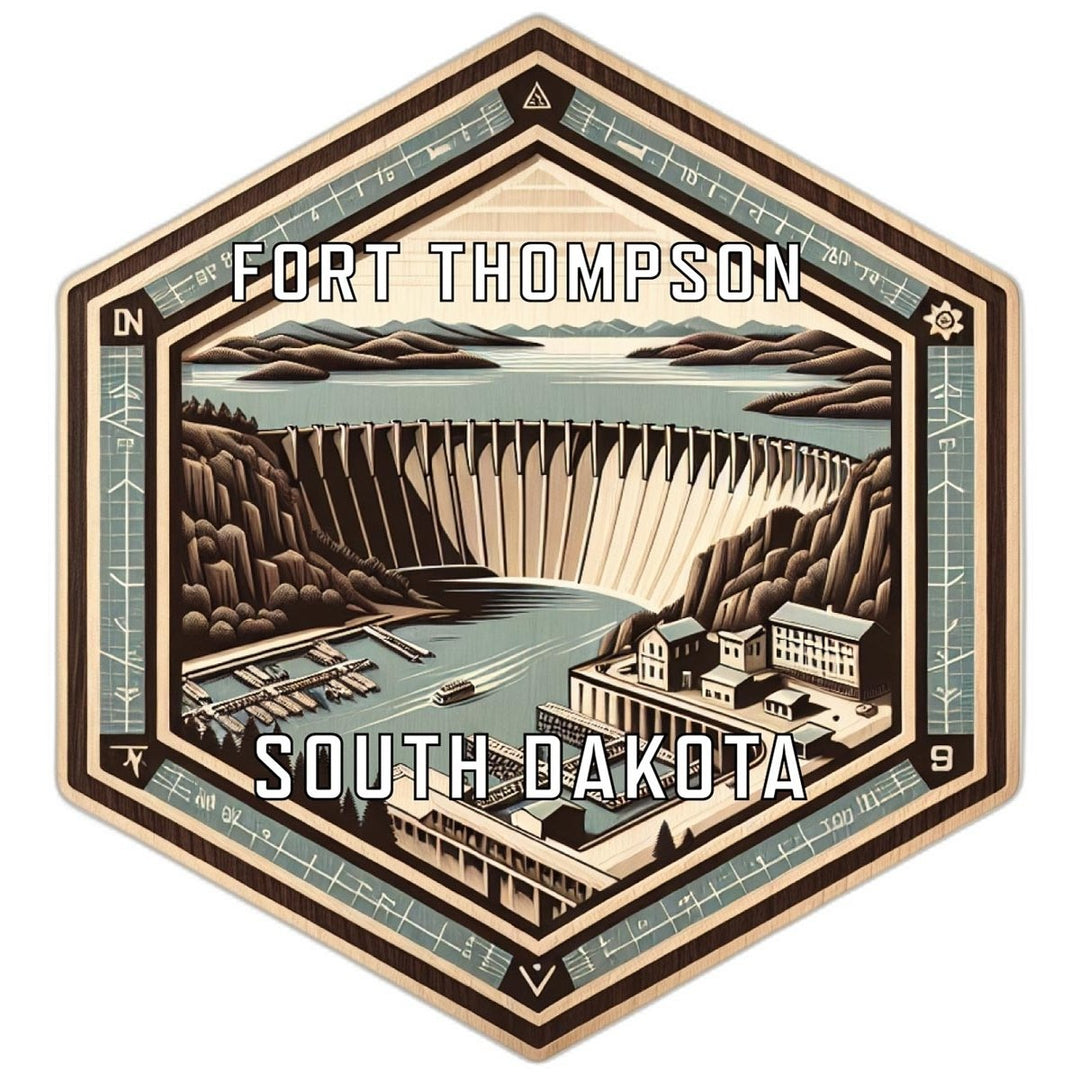 Fort Thompson South Dakota Souvenir Travel Destination Die Cut Hexagon Fridge Magnet Image 1