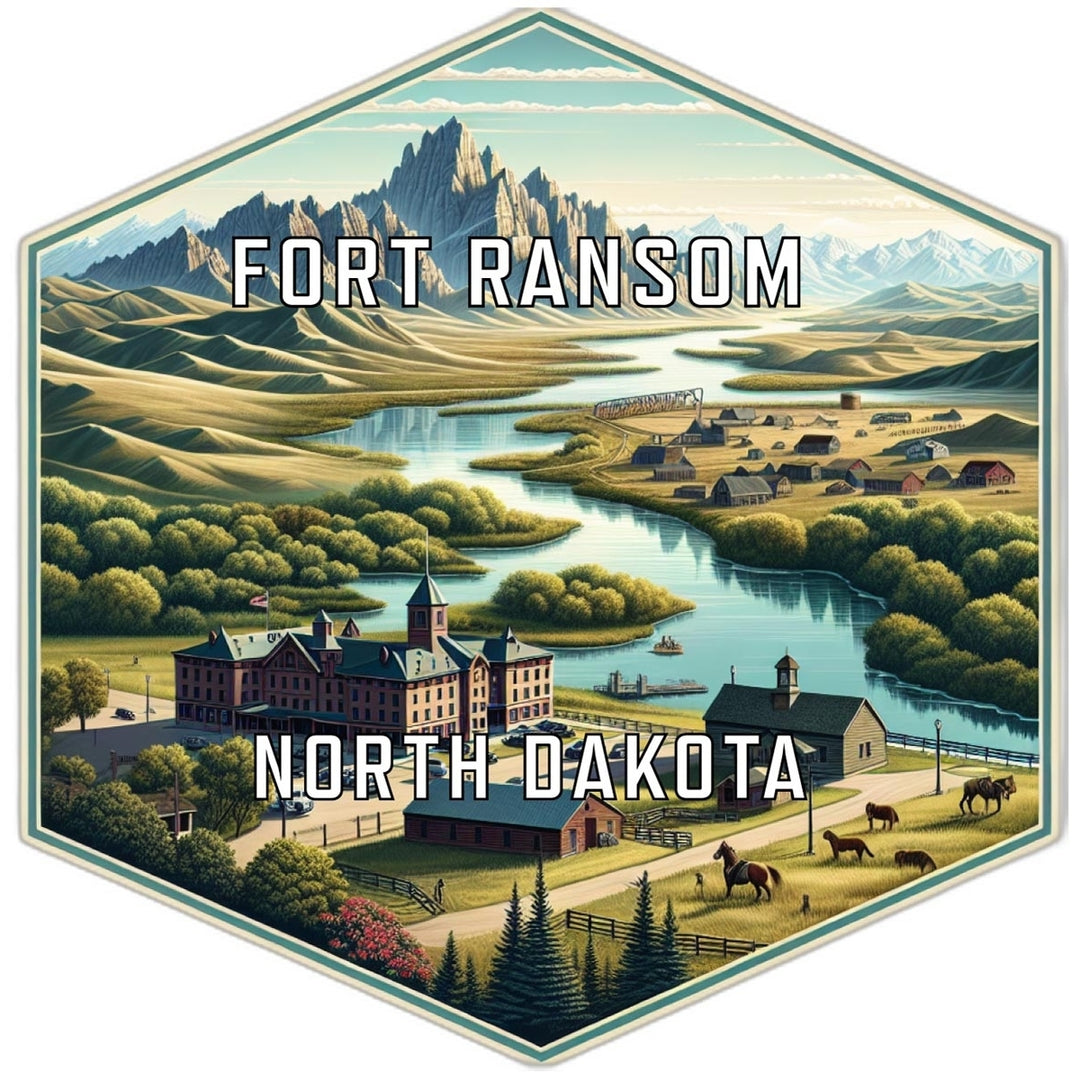 Fort Ransom North Dakota Souvenir Travel Destination Die Cut Hexagon Fridge Magnet Image 1