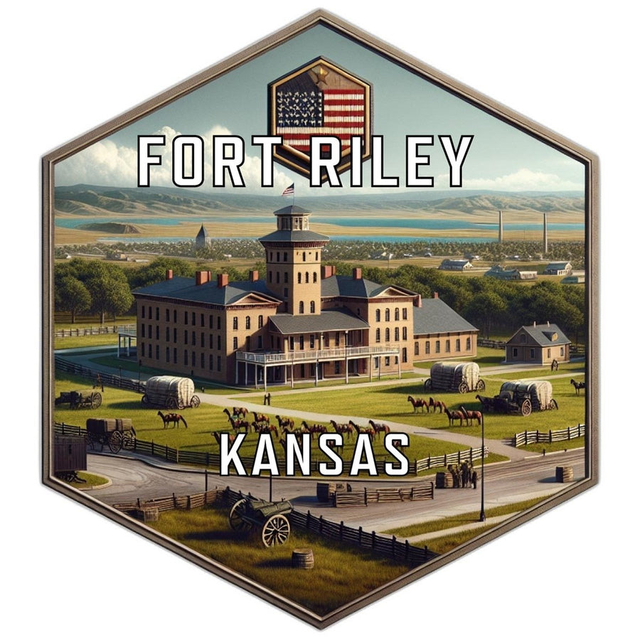 Fort Riley Kansas Souvenir Travel Destination Die Cut Hexagon Fridge Magnet Image 1