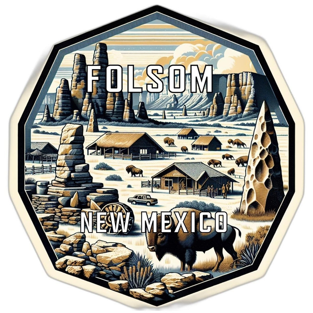 Folsom Mexico Souvenir Travel Destination Die Cut Hexagon Fridge Magnet Image 1