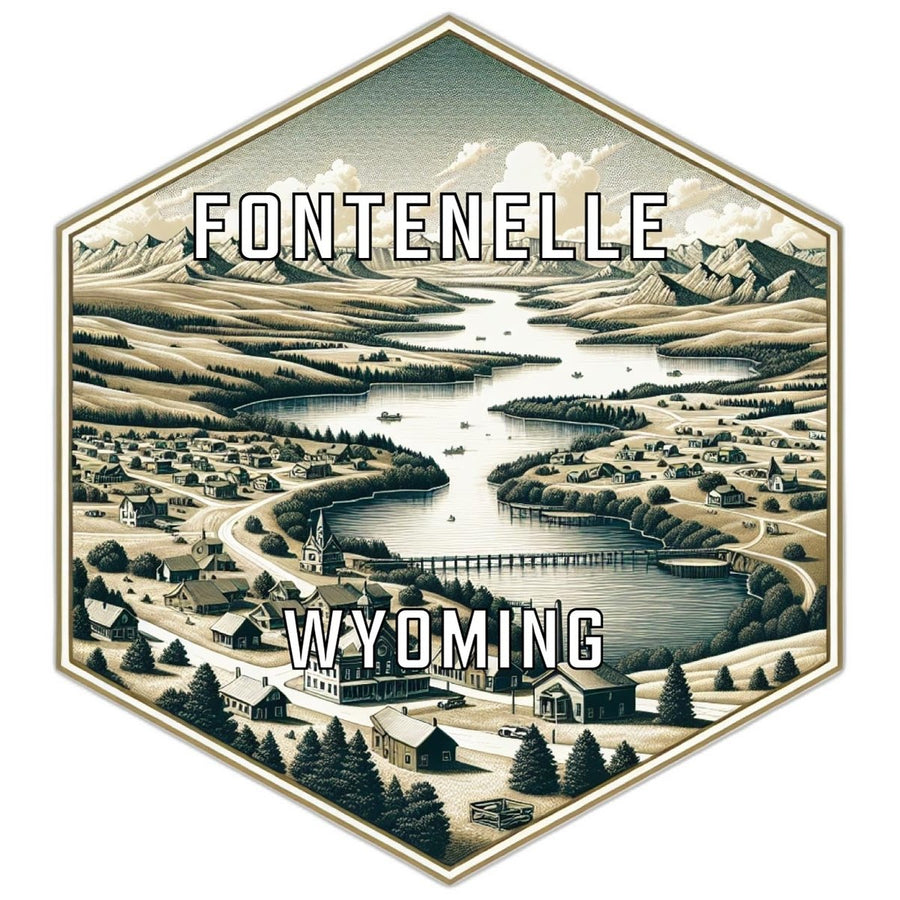 Fontenelle Wyoming Souvenir Travel Destination Die Cut Hexagon Fridge Magnet Image 1