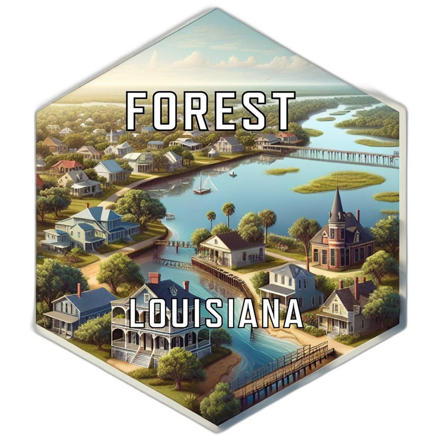 Forest Louisiana Souvenir Travel Destination Die Cut Hexagon Fridge Magnet Image 1