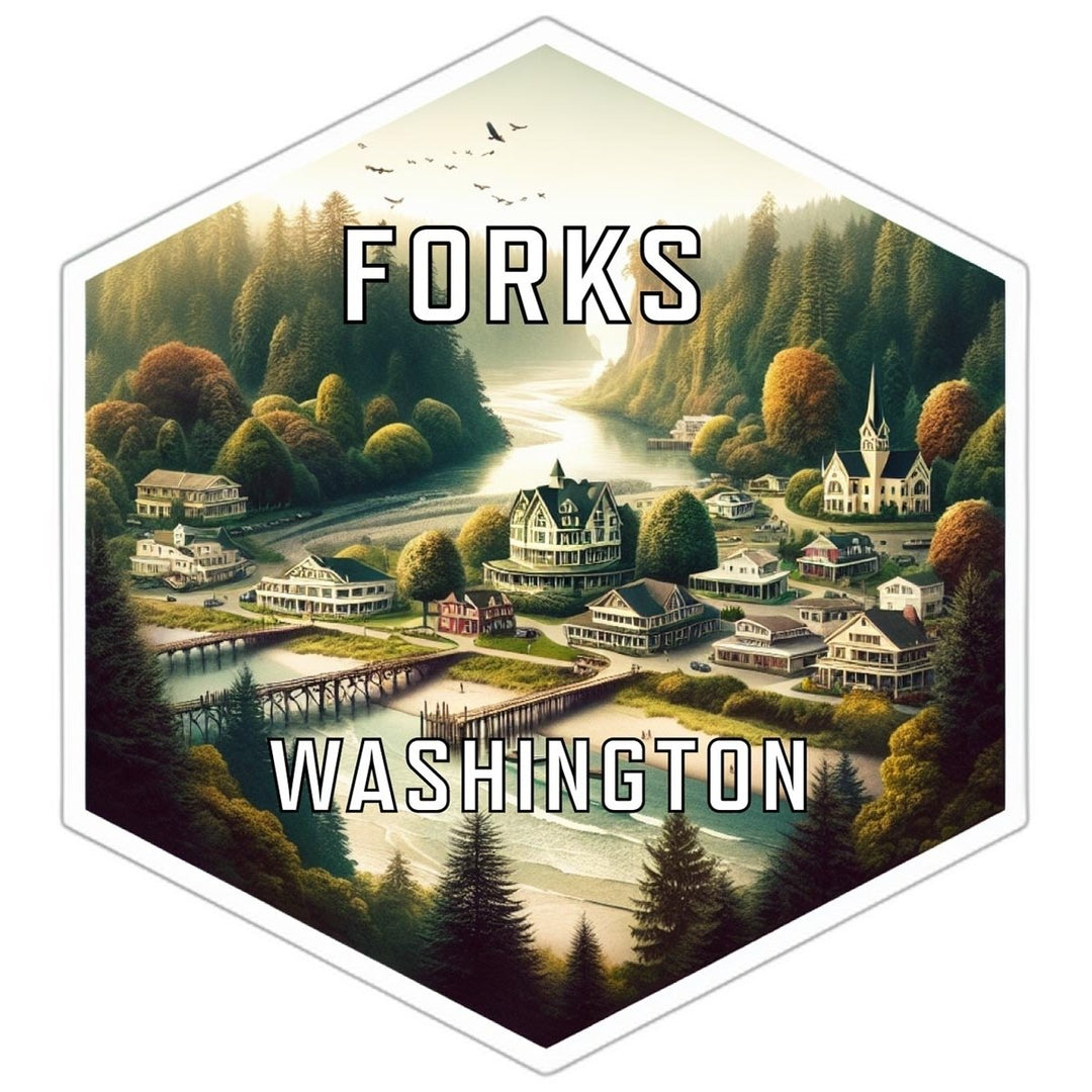 Forks Washington Souvenir Travel Destination Die Cut Hexagon Fridge Magnet Image 1