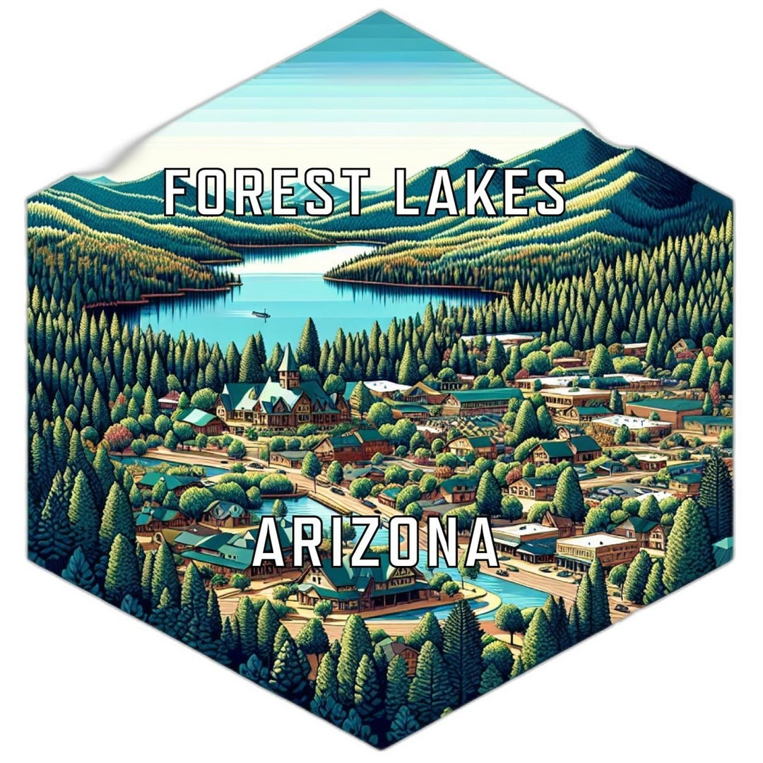 Forest Lakes Arizona Souvenir Travel Destination Die Cut Hexagon Fridge Magnet Image 1