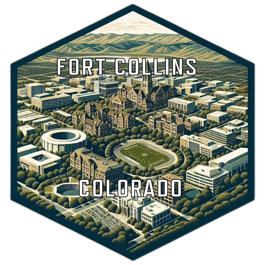 Fort Collins Colorado Souvenir Travel Destination Die Cut Hexagon Fridge Magnet Image 1