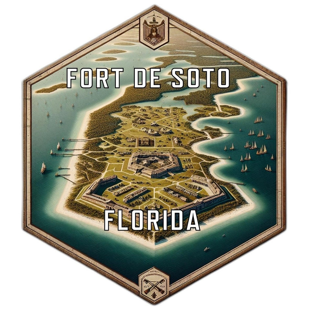 Fort De Soto Florida Souvenir Travel Destination Die Cut Hexagon Fridge Magnet Image 1