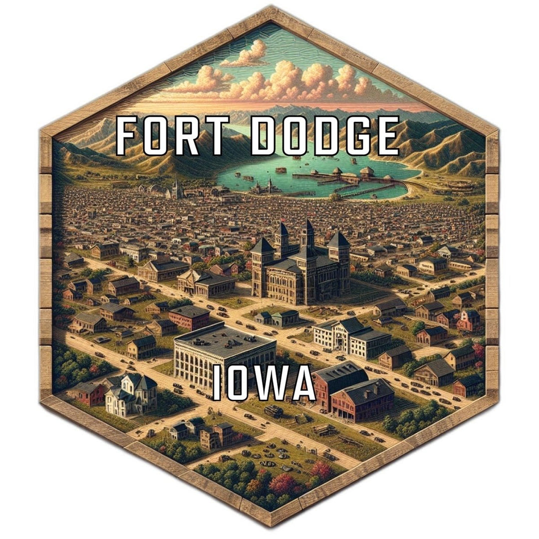 Fort Dodge Iowa Souvenir Travel Destination Die Cut Hexagon Fridge Magnet Image 1