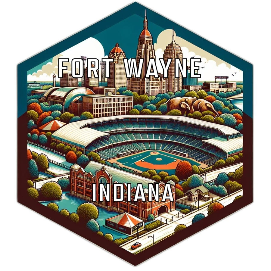 Fort Wayne Indiana Souvenir Travel Destination Die Cut Hexagon Fridge Magnet Image 1