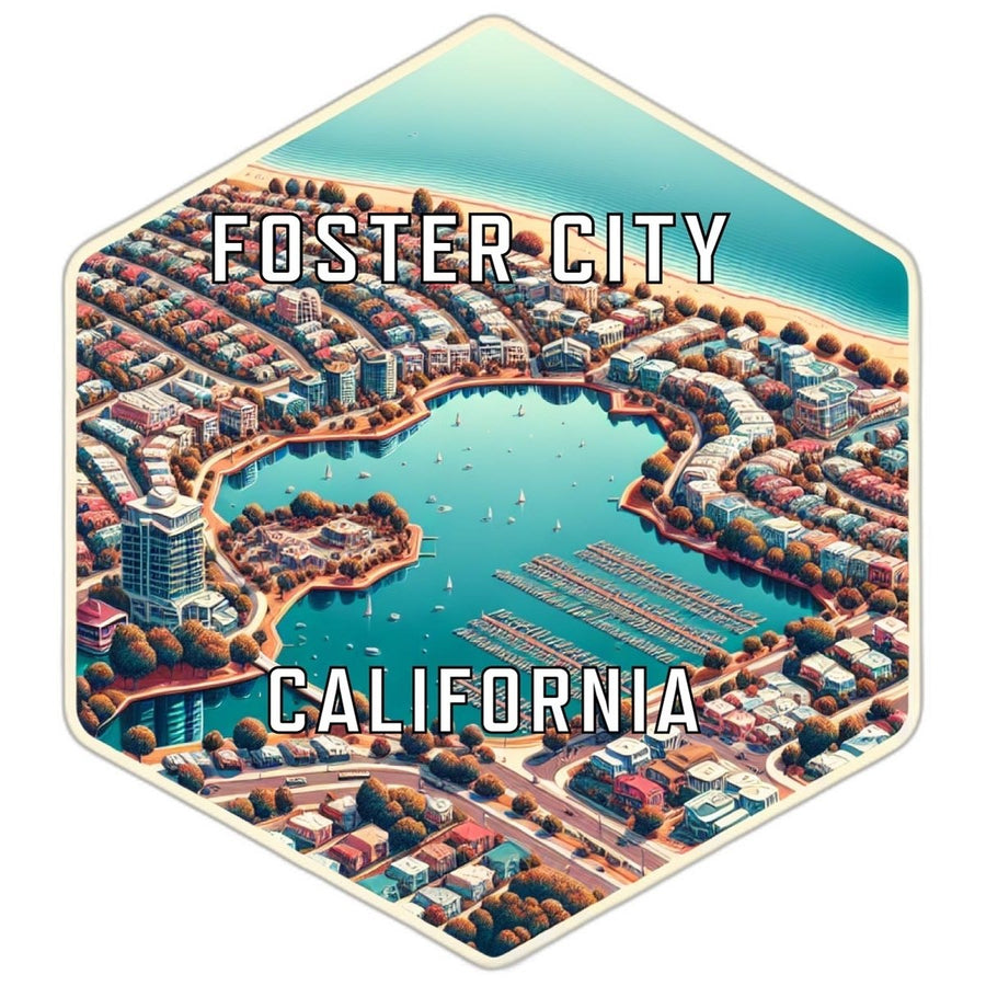 Foster City California Souvenir Travel Destination Die Cut Hexagon Fridge Magnet Image 1