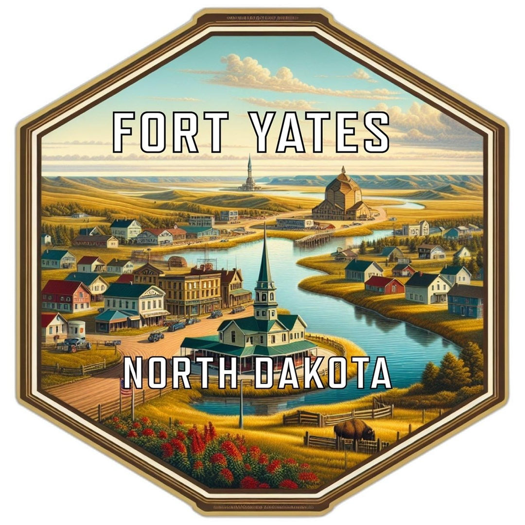 Fort Yates North Dakota Souvenir Travel Destination Die Cut Hexagon Fridge Magnet Image 1