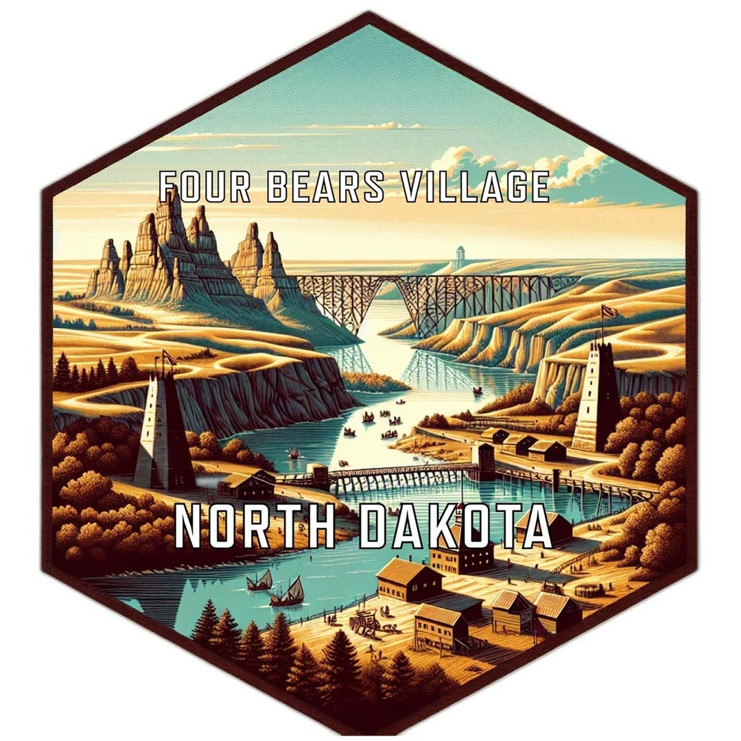 Four Bears Village North Dakota Souvenir Travel Destination Die Cut Hexagon Fridge Magnet Image 1