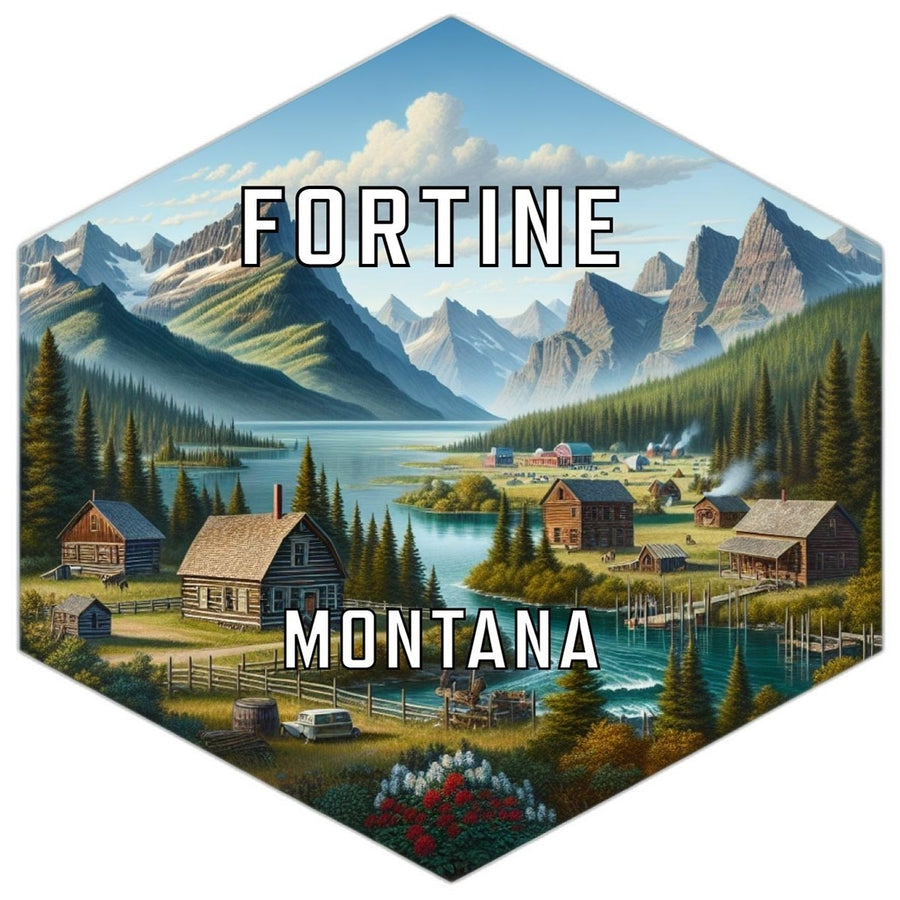 Fortine Montana Souvenir Travel Destination Die Cut Hexagon Fridge Magnet Image 1