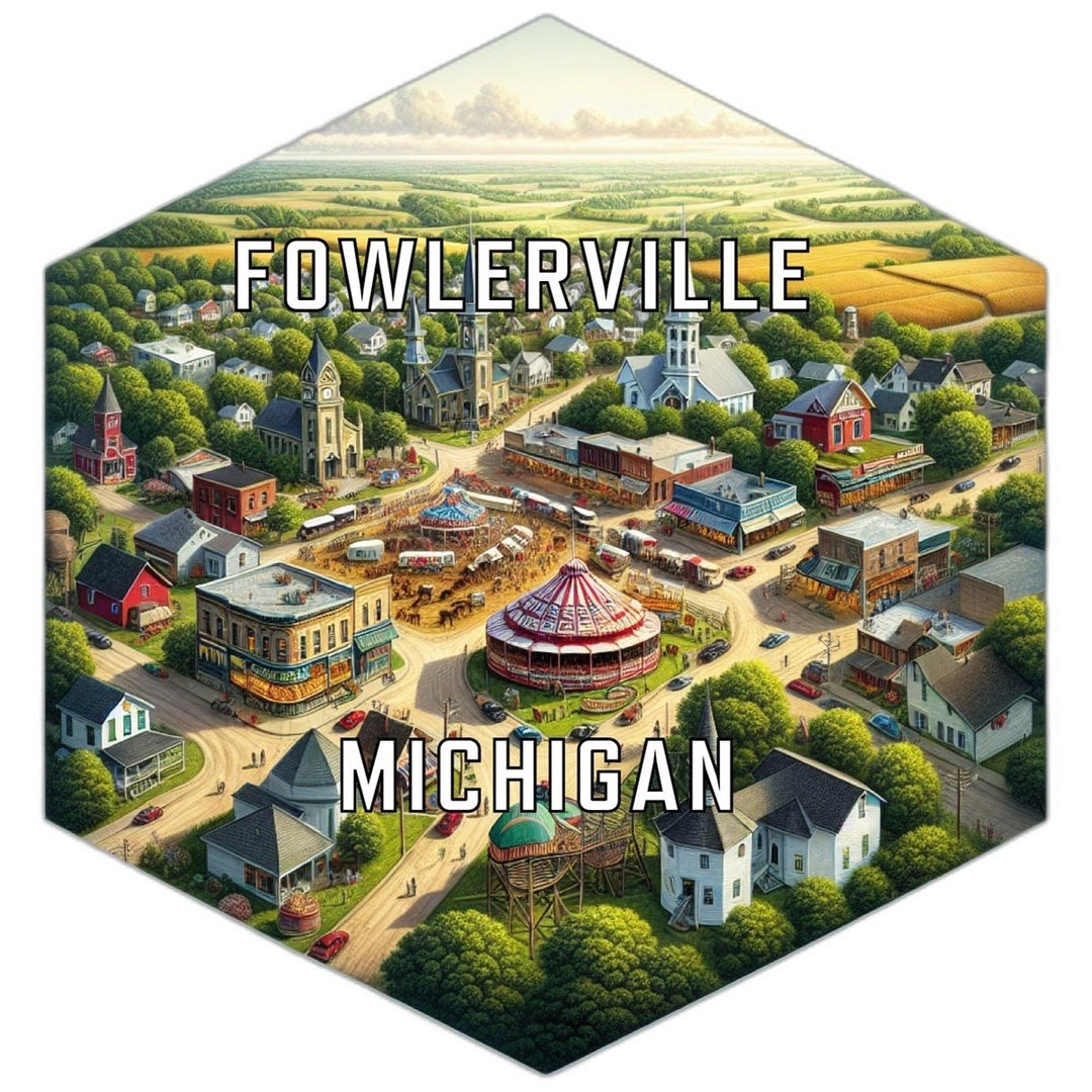 Fowlerville Michigan Souvenir Travel Destination Die Cut Hexagon Fridge Magnet Image 1