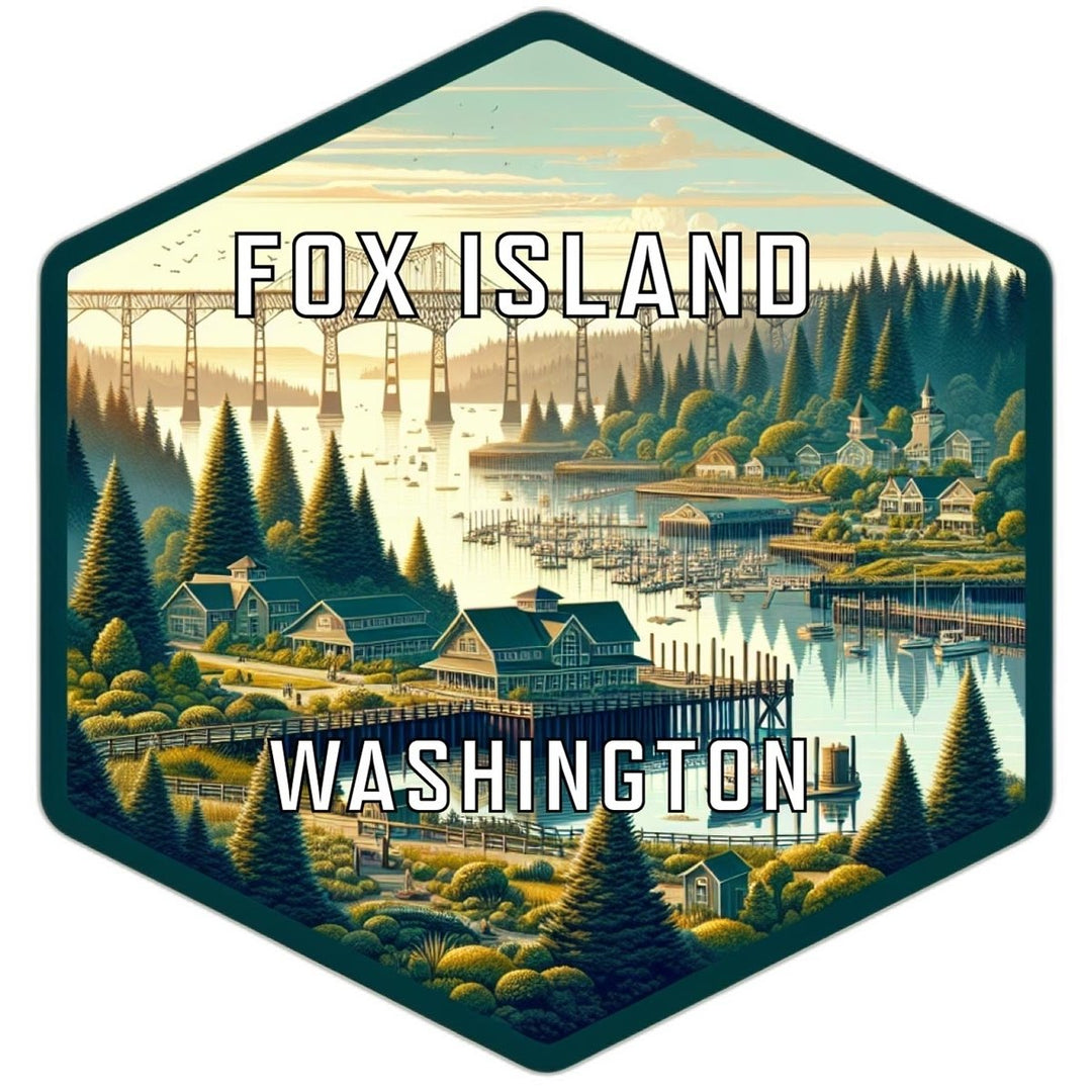 Fox Island Washington Souvenir Travel Destination Die Cut Hexagon Fridge Magnet Image 1