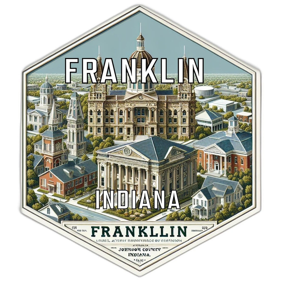 Franklin Indiana Souvenir Travel Destination Die Cut Hexagon Fridge Magnet Image 1