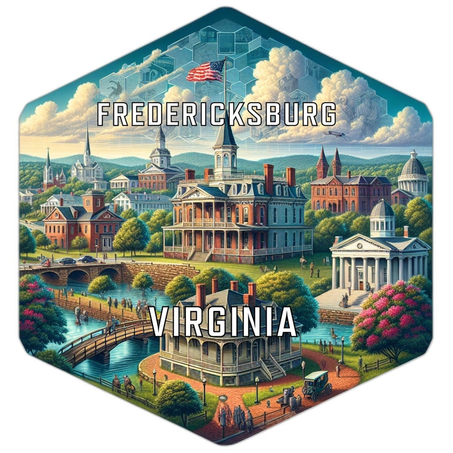 Fredericksburg Virginia Souvenir Travel Destination Die Cut Hexagon Fridge Magnet Image 1