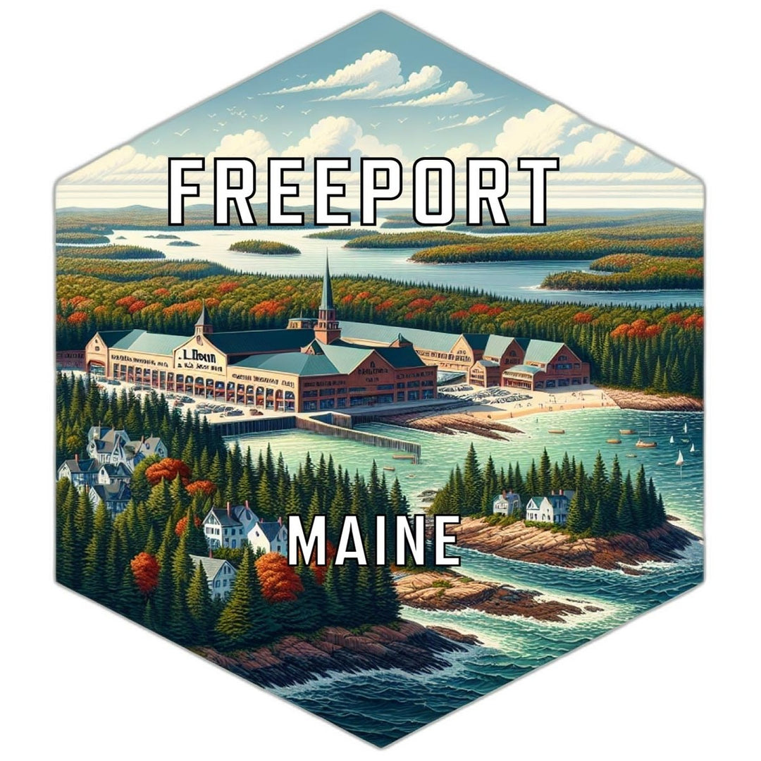 Freeport Maine Souvenir Travel Destination Die Cut Hexagon Fridge Magnet Image 1