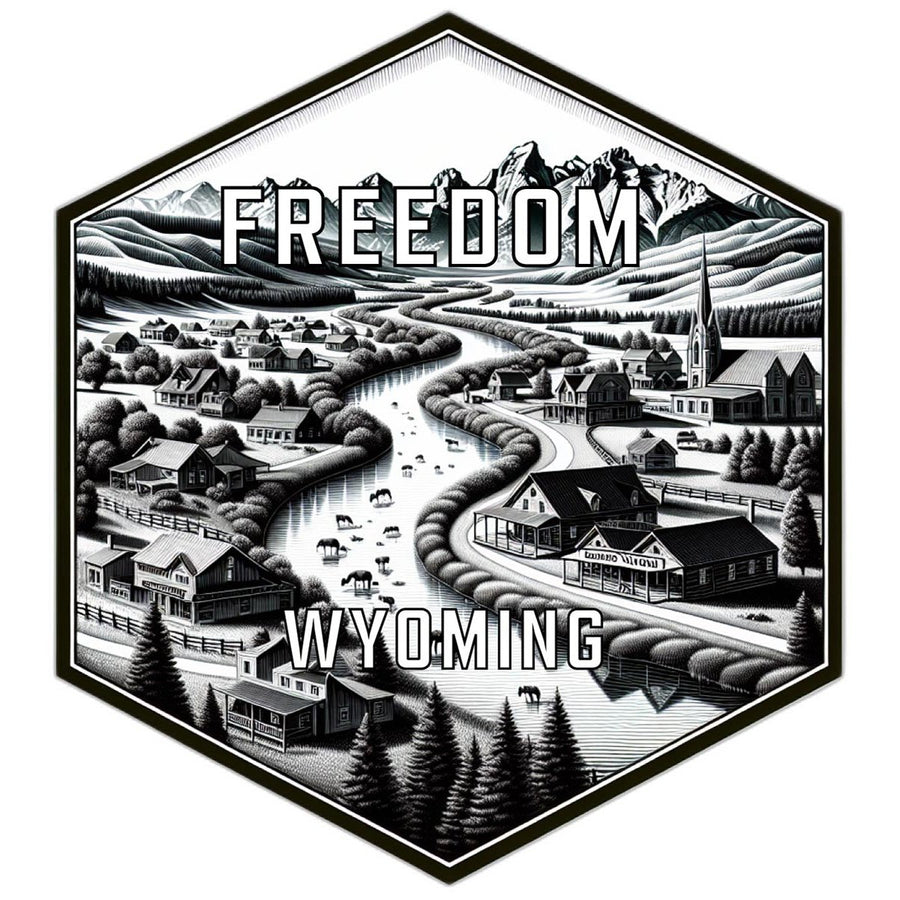 Freedom Wyoming Souvenir Travel Destination Die Cut Hexagon Fridge Magnet Image 1