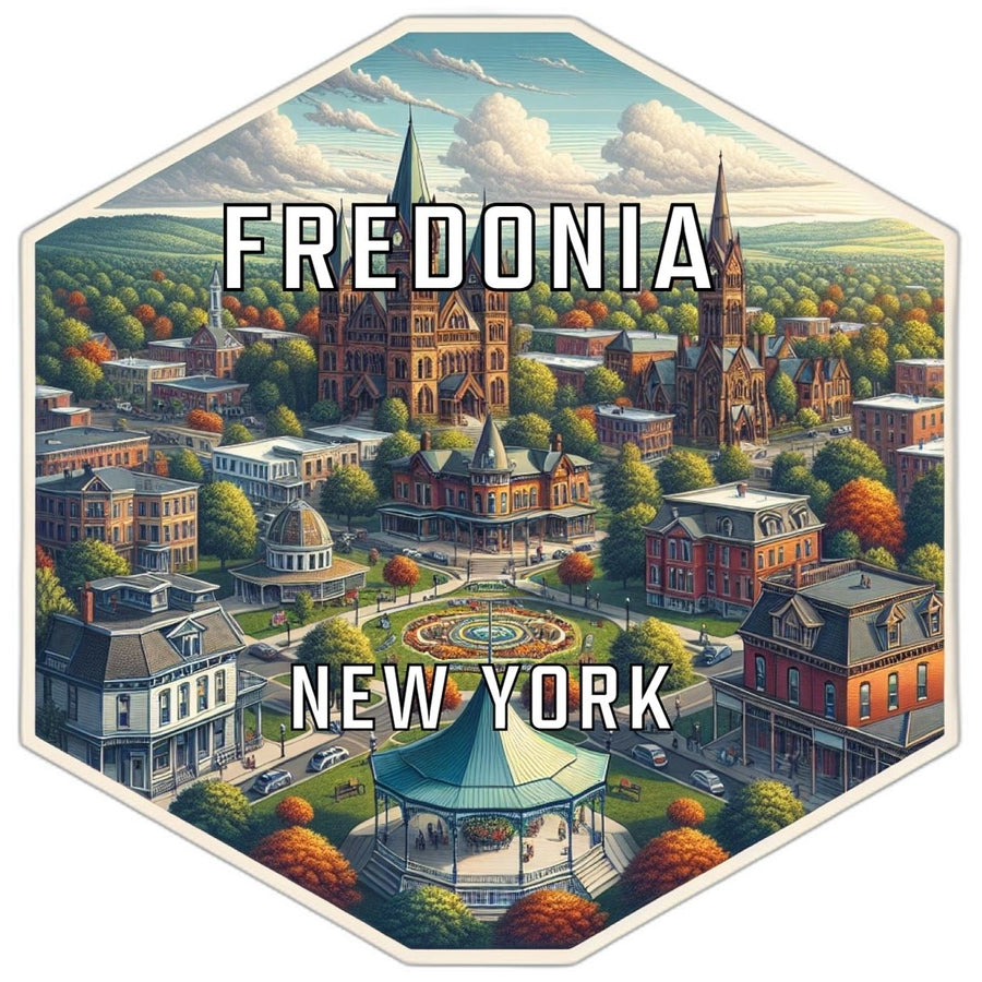 Fredonia York Souvenir Travel Destination Die Cut Hexagon Fridge Magnet Image 1