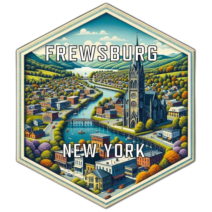 Frewsburg York Souvenir Travel Destination Die Cut Hexagon Fridge Magnet Image 1