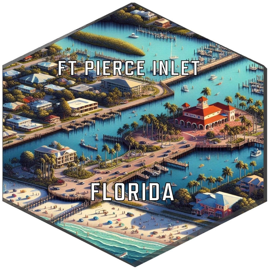 Ft Pierce Inlet Florida Souvenir Travel Destination Die Cut Hexagon Fridge Magnet Image 1