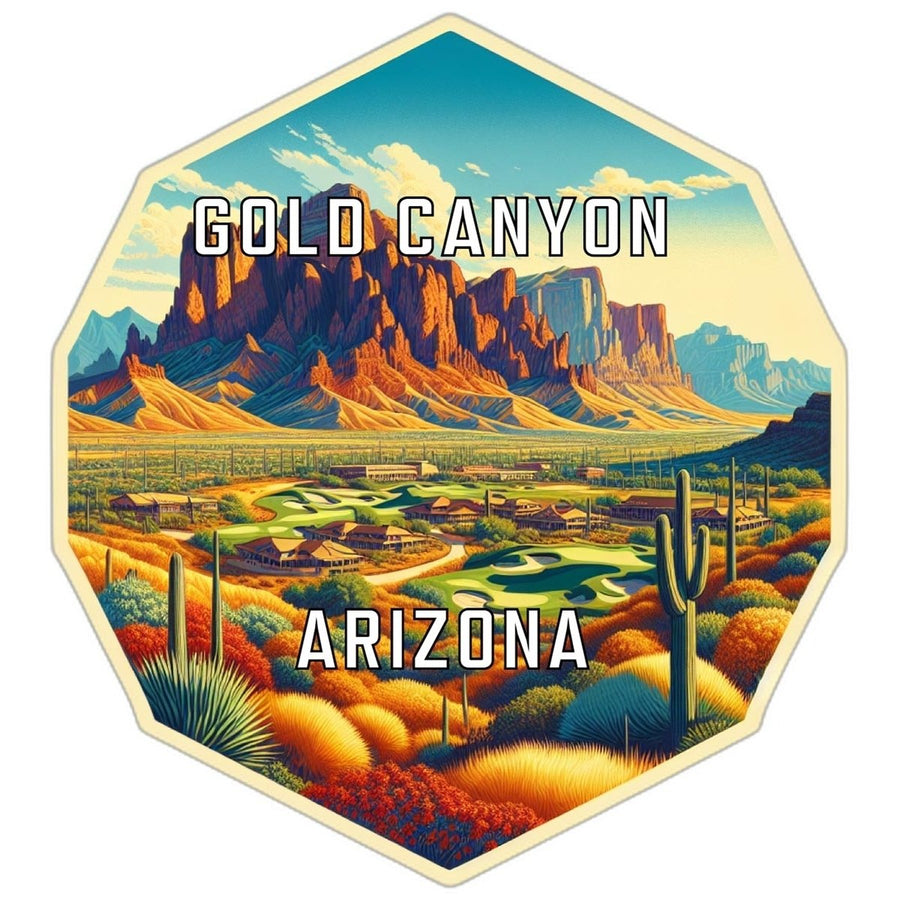 Gold Canyon Arizona Souvenir Travel Destination Die Cut Hexagon Fridge Magnet Image 1