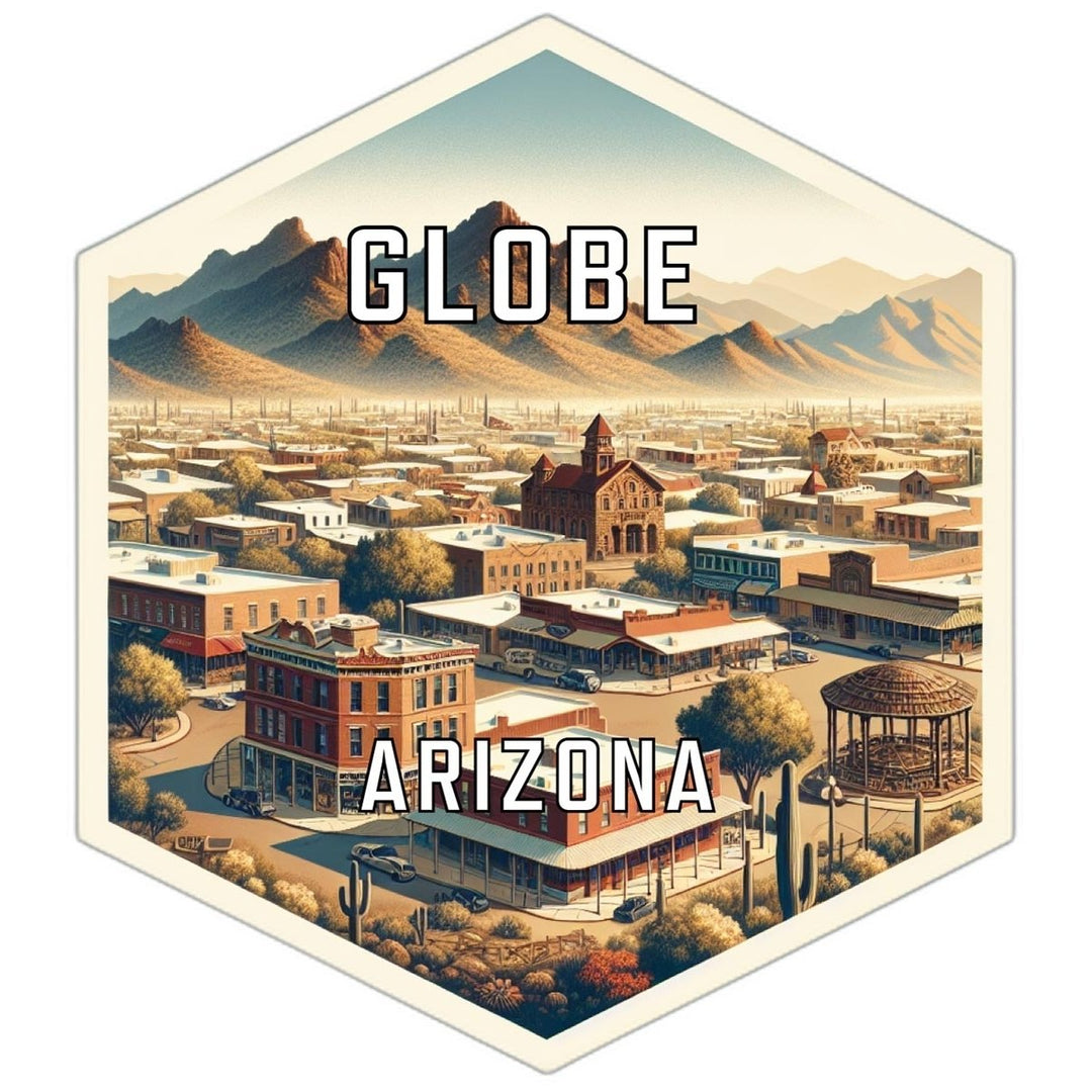 Globe Arizona Souvenir Travel Destination Die Cut Hexagon Fridge Magnet Image 1