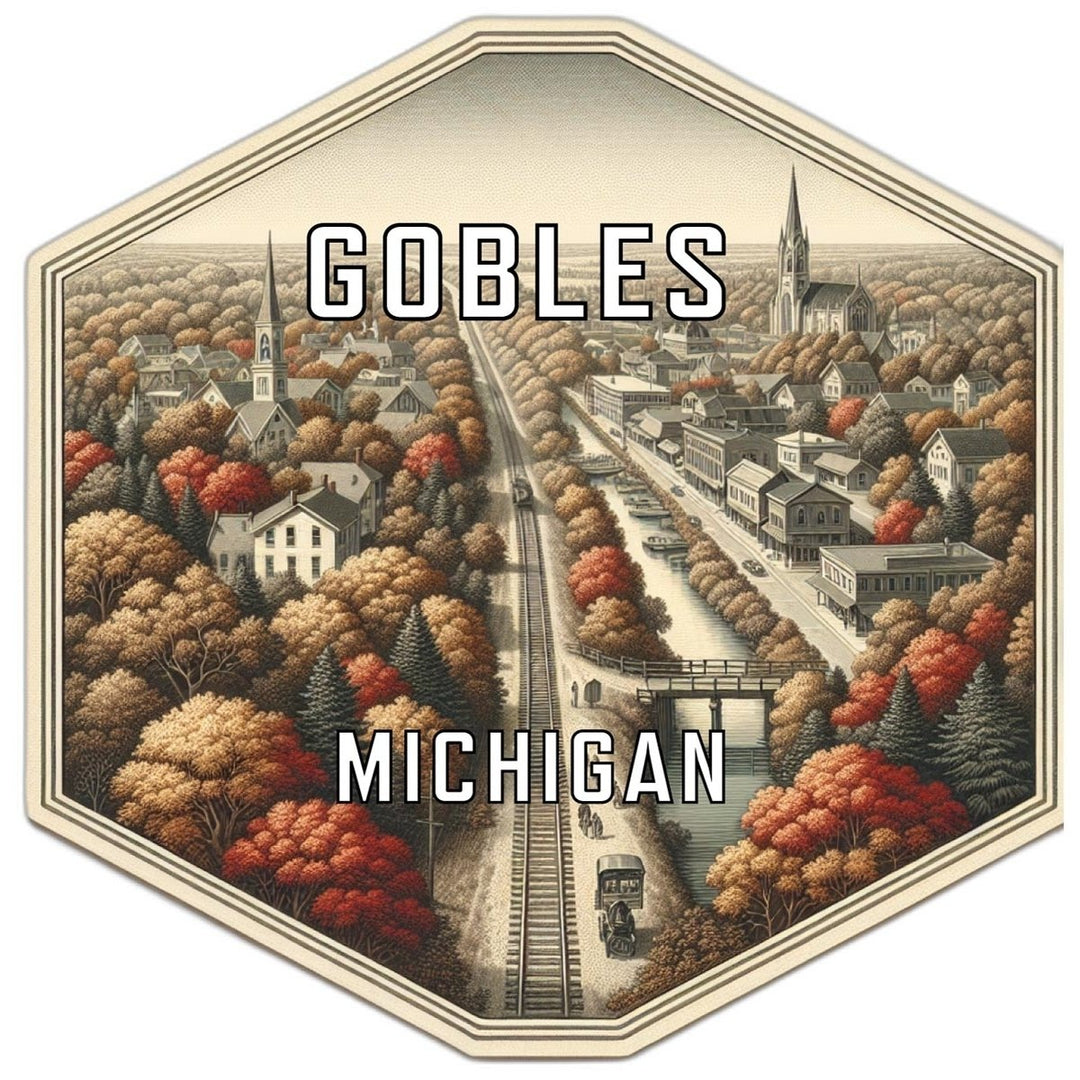 Gobles Michigan Souvenir Travel Destination Die Cut Hexagon Fridge Magnet Image 1