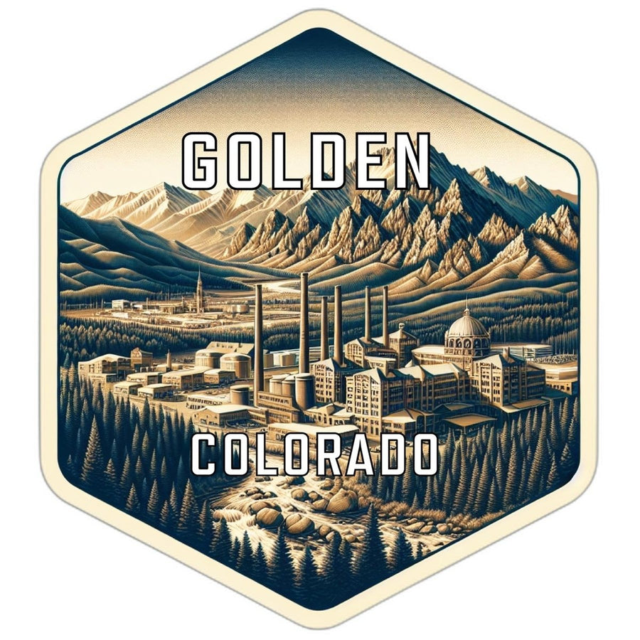 Golden Colorado Souvenir Travel Destination Die Cut Hexagon Fridge Magnet Image 1