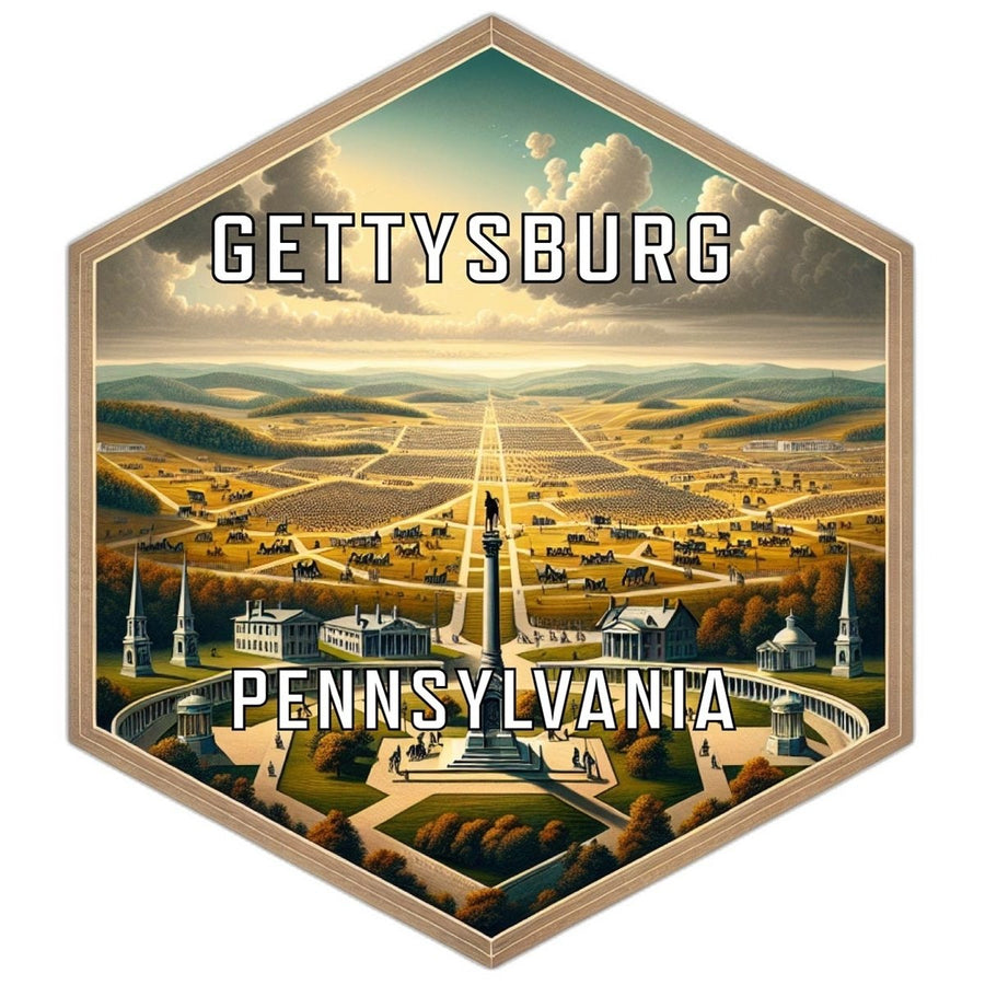 Gettysburg Pennsylvania Souvenir Travel Destination Die Cut Hexagon Fridge Magnet Image 1